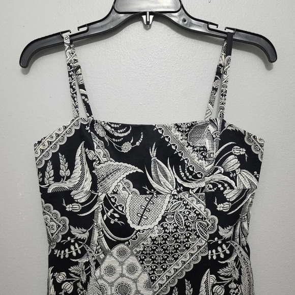 Trina turk women's mini dress size 8 floral black and white( FLAW ) - Picture 2 of 13